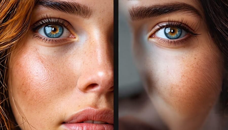 Comparison of a portrait photo showcasing effects of different focus modes