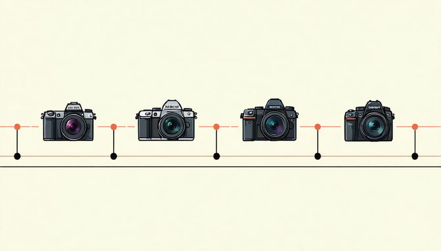 Conceptual timeline depicting the evolution of digital video cameras