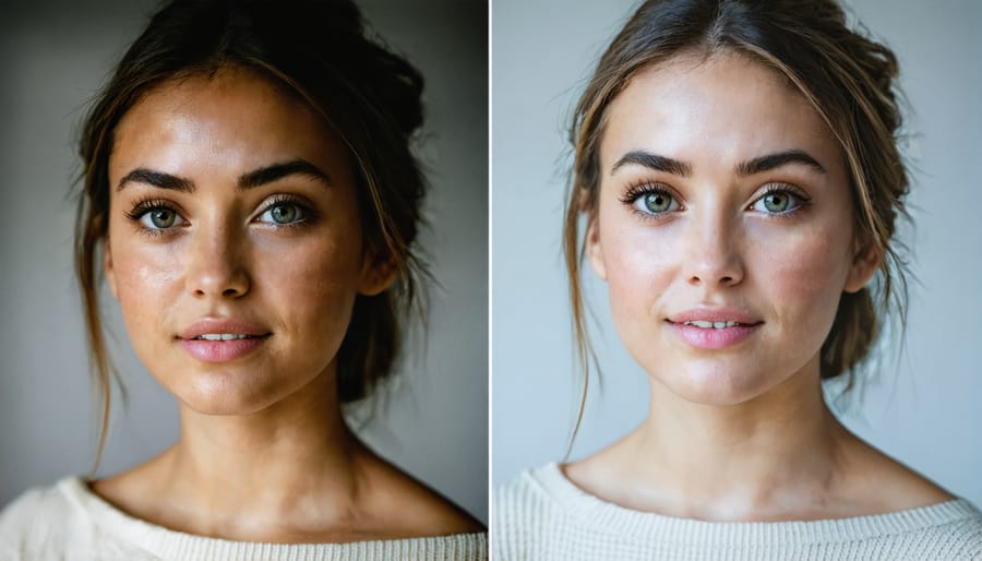 Dramatic before and after comparison demonstrating the transformative power of portrait editing techniques in Photoshop.