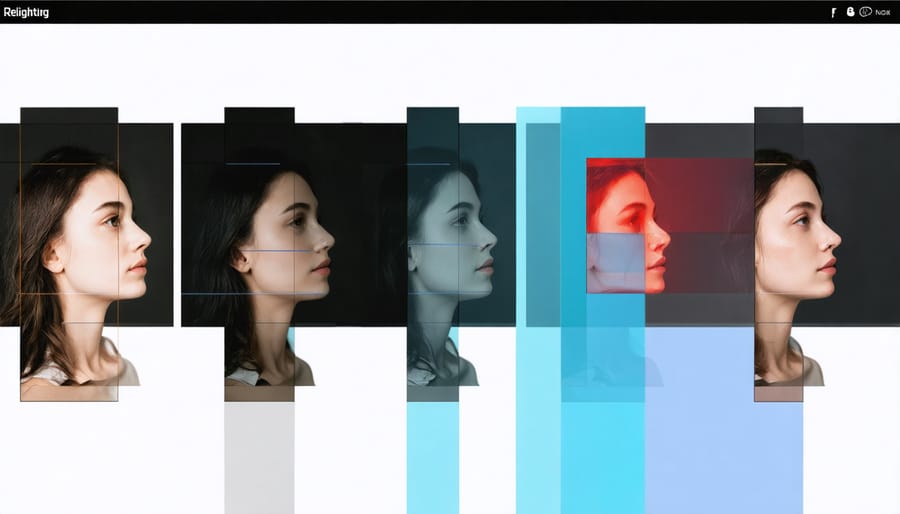 Technical diagram illustrating AI's analysis of depth maps and lighting patterns in photography