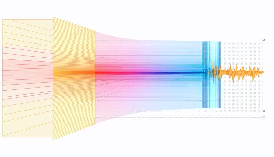 Technical illustration of light transmission through a lens filter to camera sensor