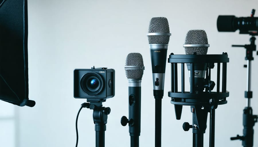 Professional audio recording equipment setup for filmmaking