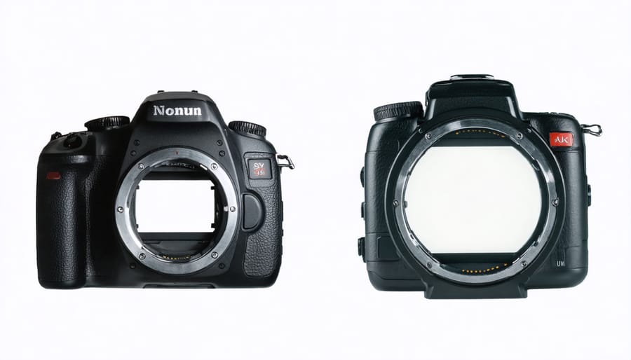 Side-by-side comparison of correctly and incorrectly mounted lens adapters showing common mounting problems