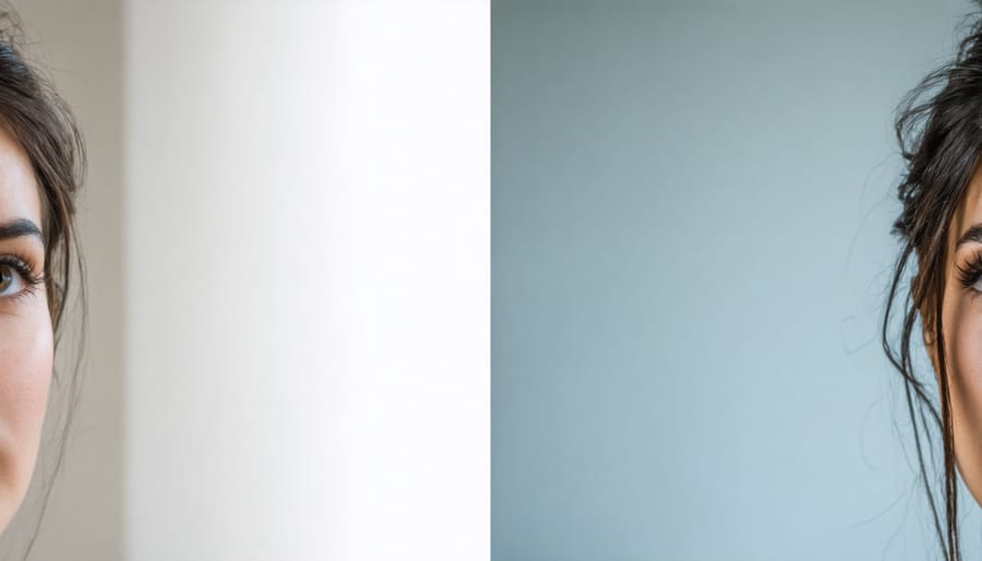 Side-by-side comparison showing image quality improvement using AI lens correction