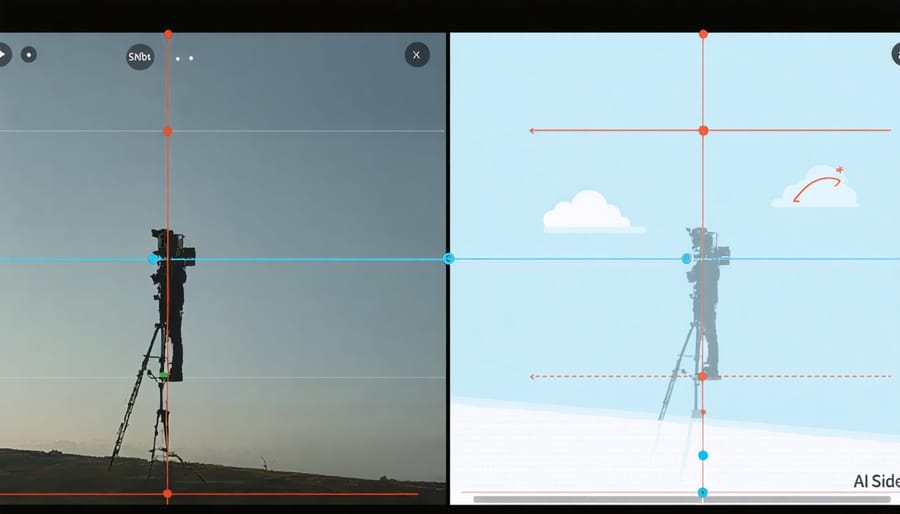Side-by-side comparison demonstrating AI gimbal tracking versus traditional tracking technology