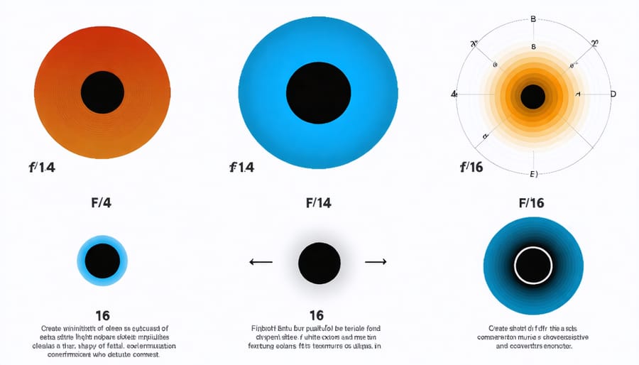 Visual representation of different f-stop settings and their effect on depth of field