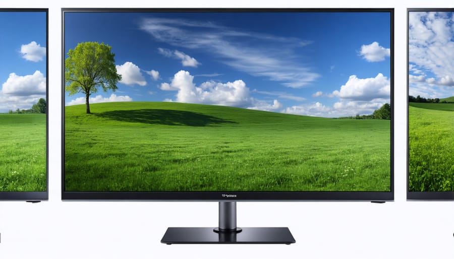 Comparison showing the same photograph printed in Classic (C), HDTV (H), and Panoramic (P) APS formats