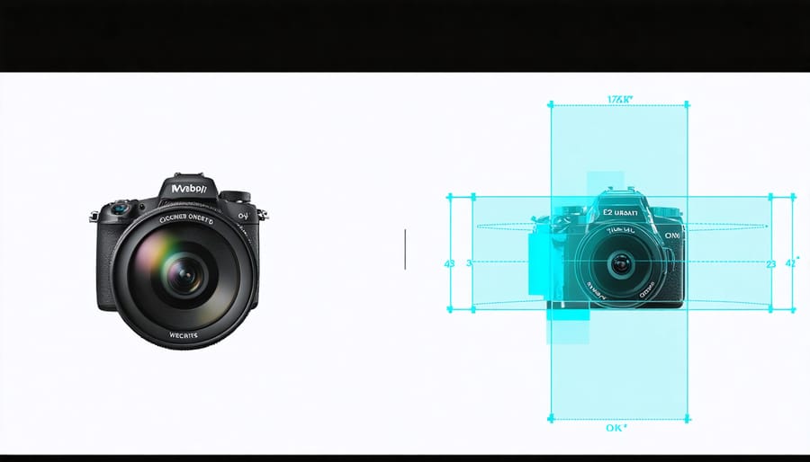 Side-by-side comparison of normal camera view and AR-enhanced photography interface