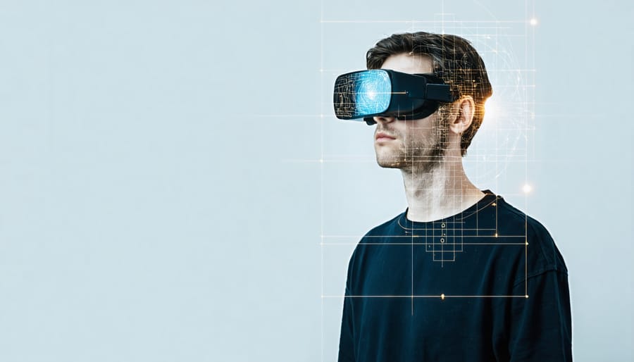 Photographer using augmented reality glasses to visualize composition guides