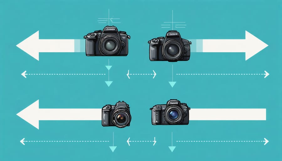 Illustrated guide showing pan, tilt, and tracking shot movements for smartphone videography