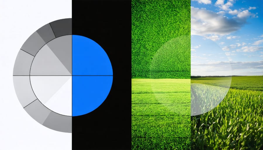 Comparison of complementary colors in nature photography featuring sunset and flowers