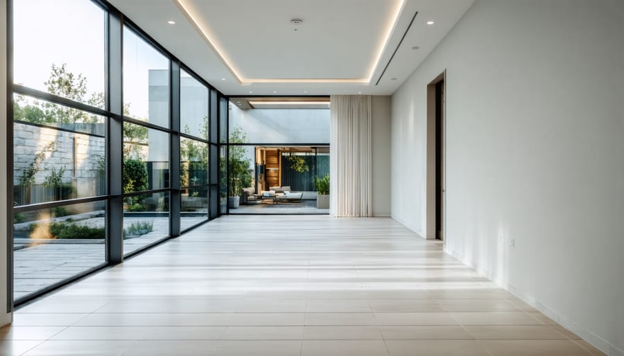 Interactive VR real estate tour with AI-improved lighting and spatial rendering