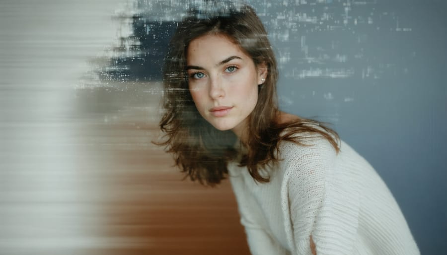 Close-up portrait of a person with soft, glowing highlights created by a diffusion filter