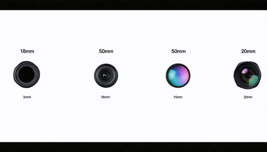 Side-by-side comparison showing how focal length affects image perspective and framing