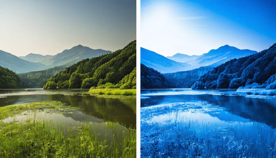 Before and after comparison showing the enhanced dynamic range in HDR photography