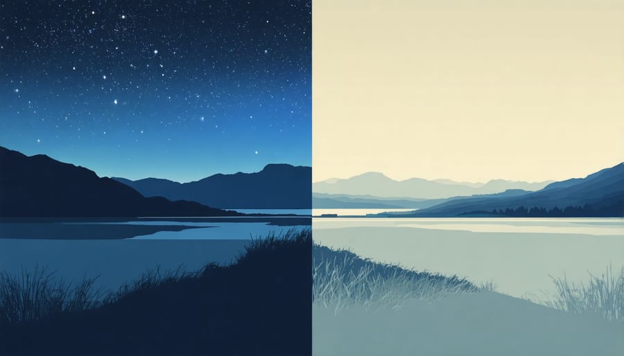 Side-by-side comparison of night photo taken at ISO 800 versus ISO 6400, demonstrating noise differences
