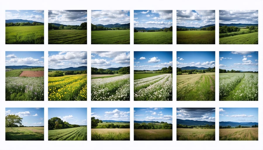 Collection of landscape photographs demonstrating various compositional techniques and perspectives