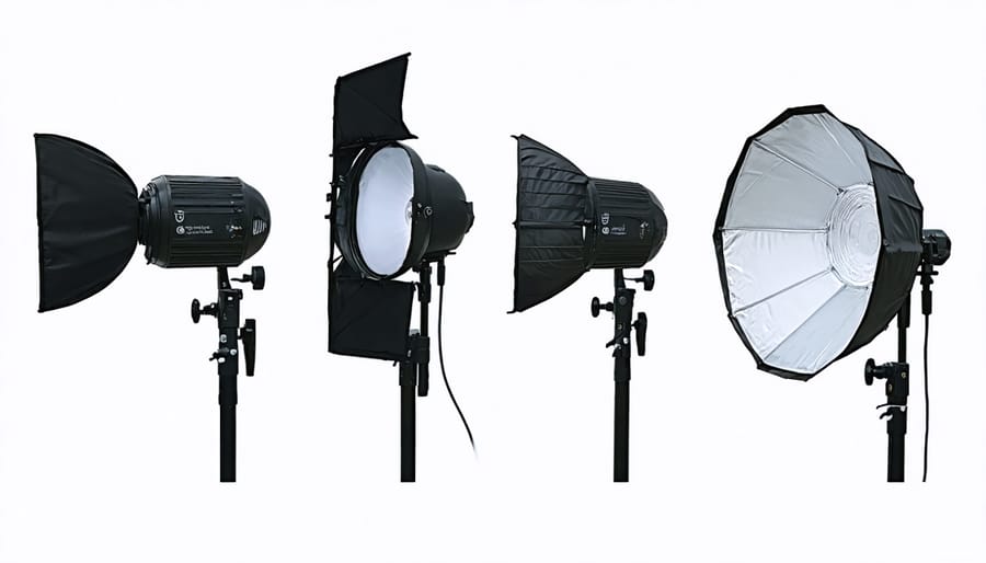 Side-by-side comparison of continuous lighting and strobe lighting equipment for photography