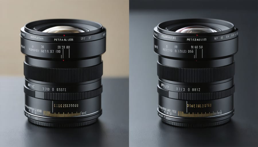 Comparison showing historical Petzval portrait lens next to its modern equivalent