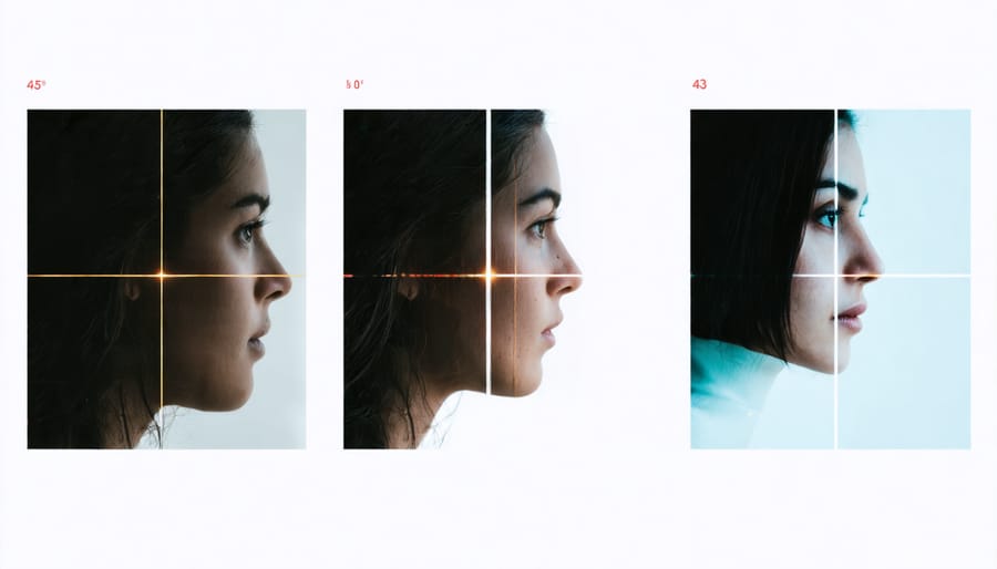 Before and after comparison of a photo composition using the rule of thirds grid