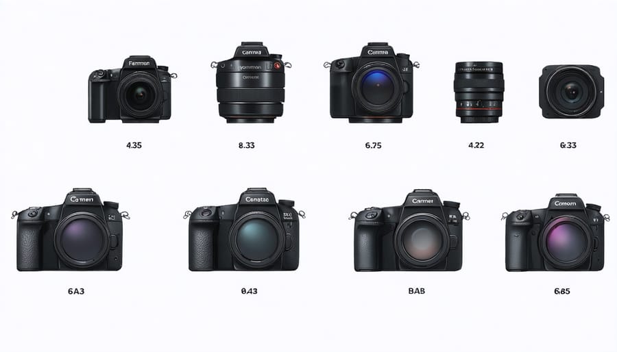 Visual comparison of different camera sensor sizes arranged from largest to smallest