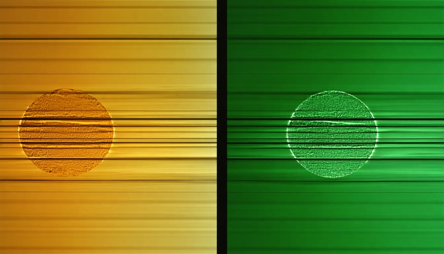 Microscopic view comparing digital camera sensor pixels and film emulsion grain structure