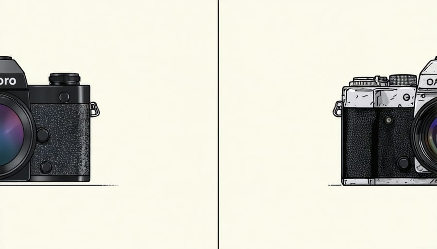 Side-by-side comparison of traditional and sustainable high-speed camera production lines