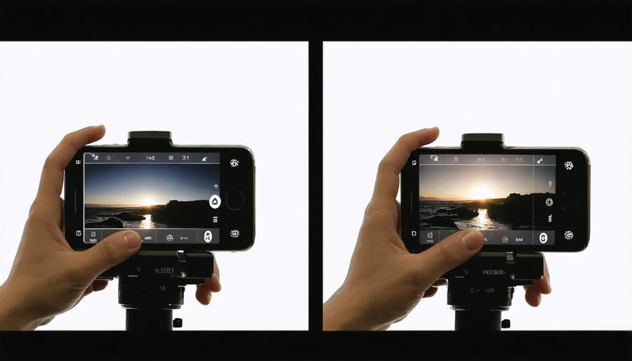 Side-by-side comparison of smartphone video settings showing optimal versus suboptimal configuration