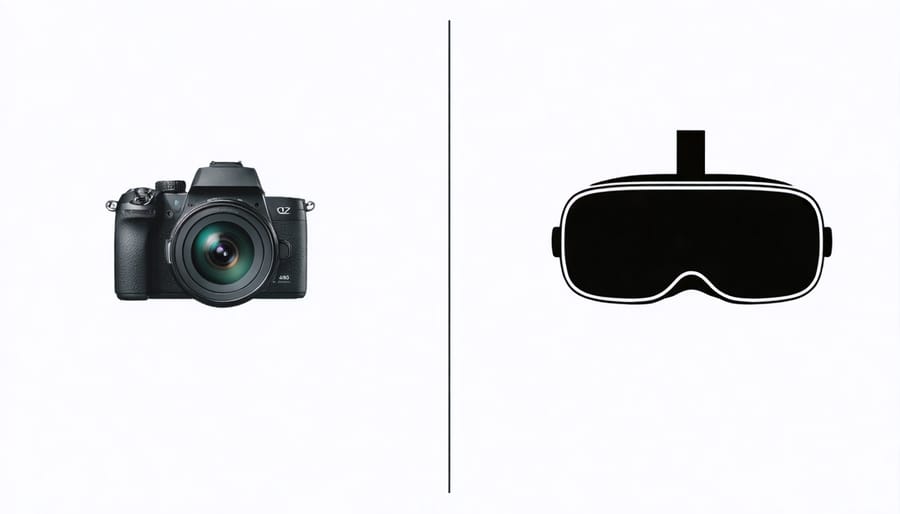 Comparison between physical camera controls and virtual reality camera simulator interface