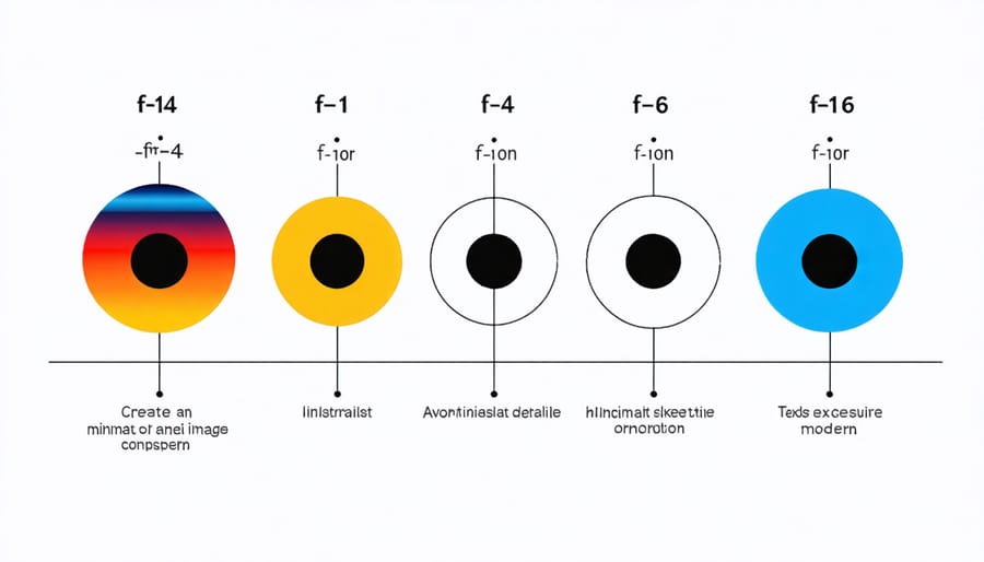 Visual comparison of lens aperture sizes showing how f-stops affect light gathering ability