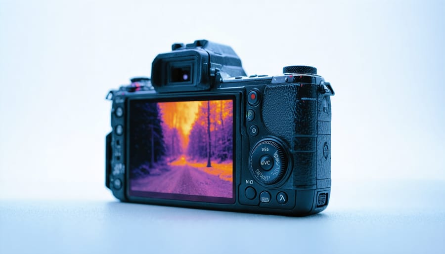 Heat map showing temperature distribution across a camera during video recording