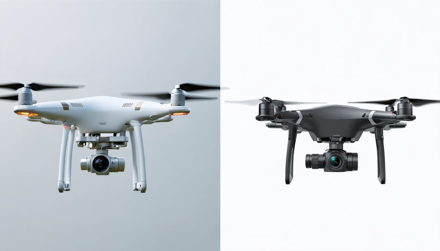 Comparison between integrated drone camera system and modular camera drone setup