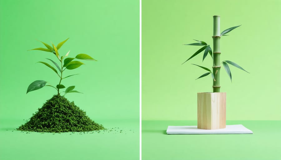 Side-by-side comparison of traditional and sustainable green screen materials