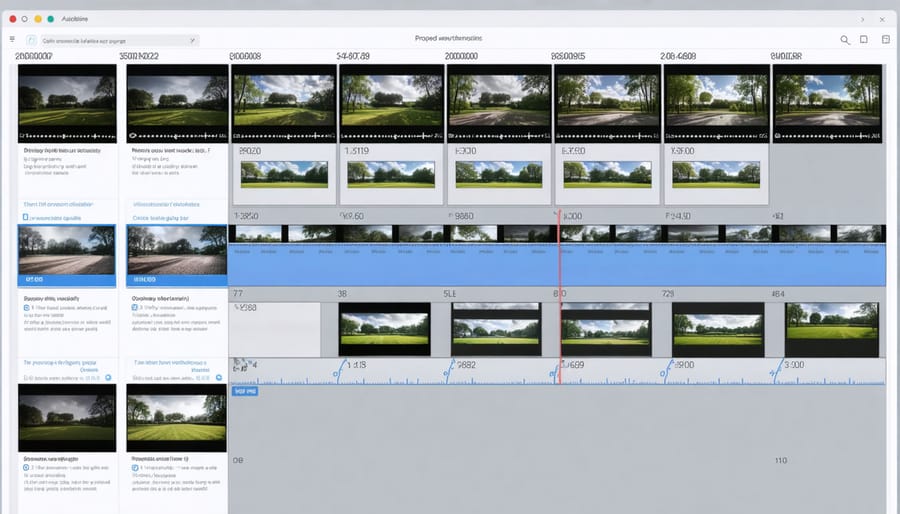 Video editing software interface showing organized workshop content timeline
