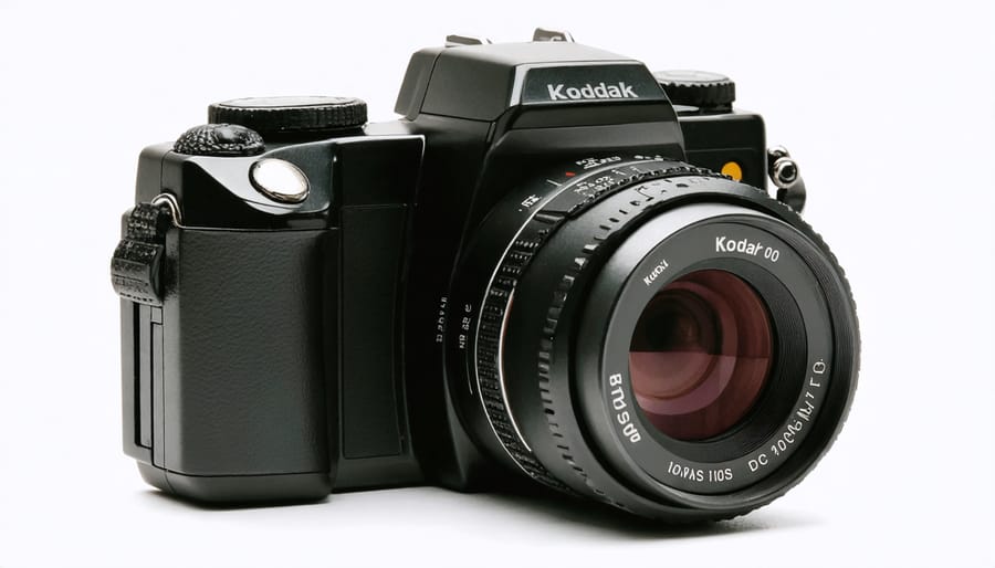 Kodak DCS 100 digital camera showing its distinctive design and digital interface