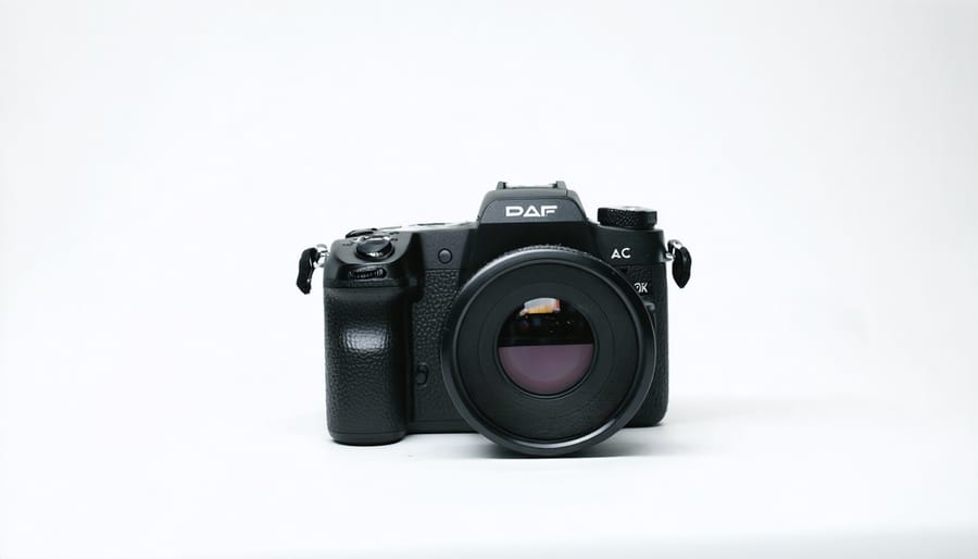 Close-up photograph of a mirrorless camera sensor with visible phase detection autofocus points