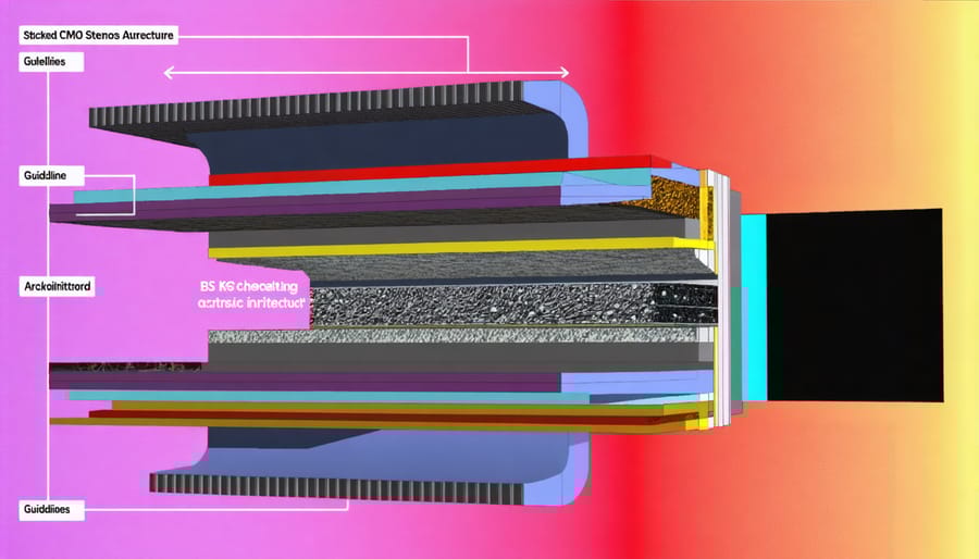 Cross-sectional diagram of a high-speed stacked CMOS sensor showing internal components