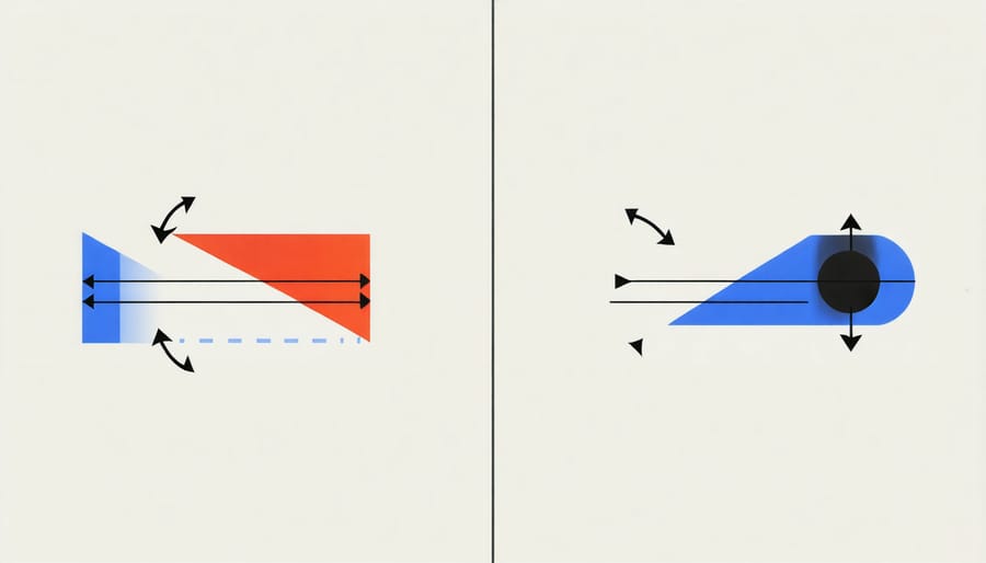 Side-by-side comparison of panoramic images with and without parallax errors
