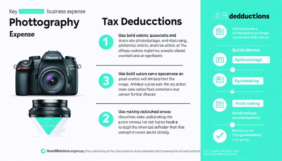 Visual chart of photography-specific business expenses and tax deductions in QuickBooks