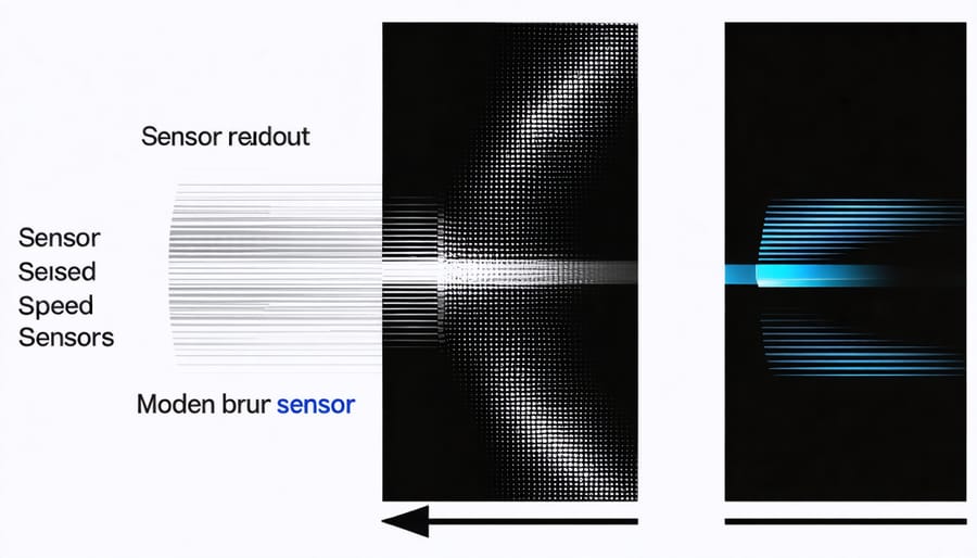 Side-by-side comparison demonstrating the difference between slow and fast sensor readout speeds