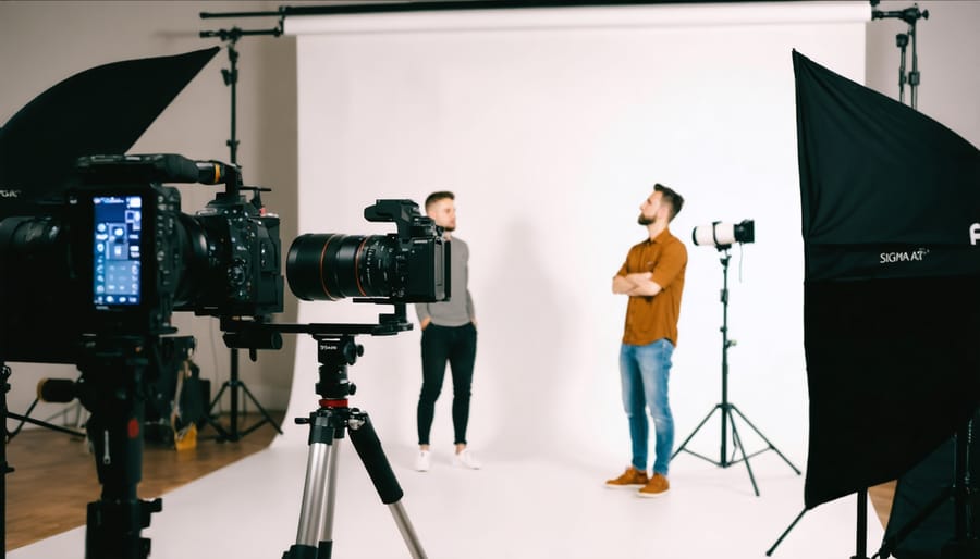 Videographer filming with Sigma Art lens on Sony A7III