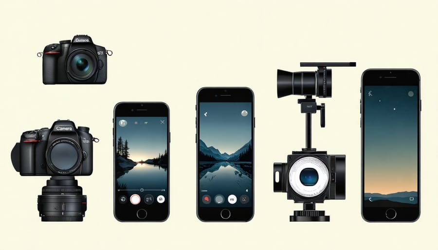 Timeline infographic depicting smartphone camera development milestones and technological advances