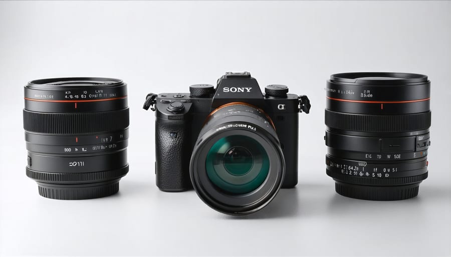 Sony G Master prime lens lineup with Sony A7III camera