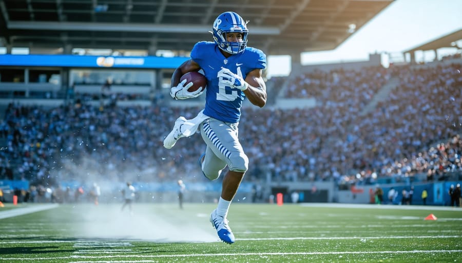 Photographer using servo autofocus to track an athlete in motion during a sporting event