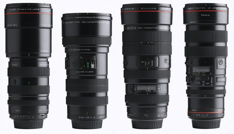 Collection of vintage cinema lenses with Sony E-mount adapters