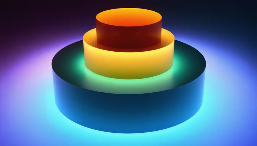 Visualization of the X-Sense camera sensor's three-layer architecture, illustrating the advanced light sensitivity and color accuracy effects of the innovative sensor design.