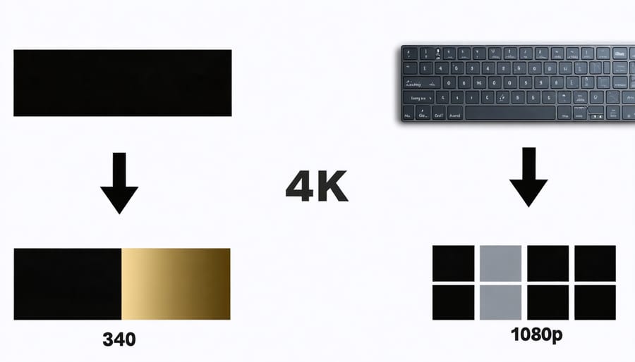 Visual comparison diagram showing pixel count differences between 4K and other standard resolutions