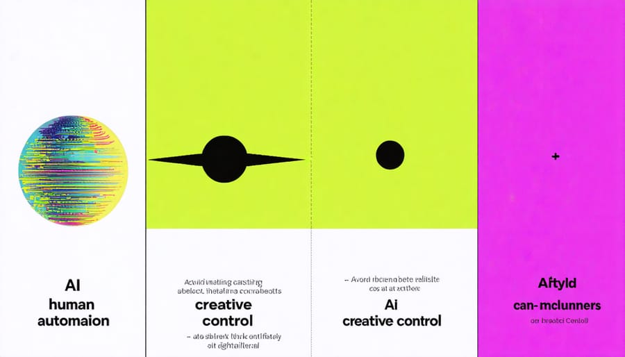 Visual representation of the balance between AI automation and creative human input in photography