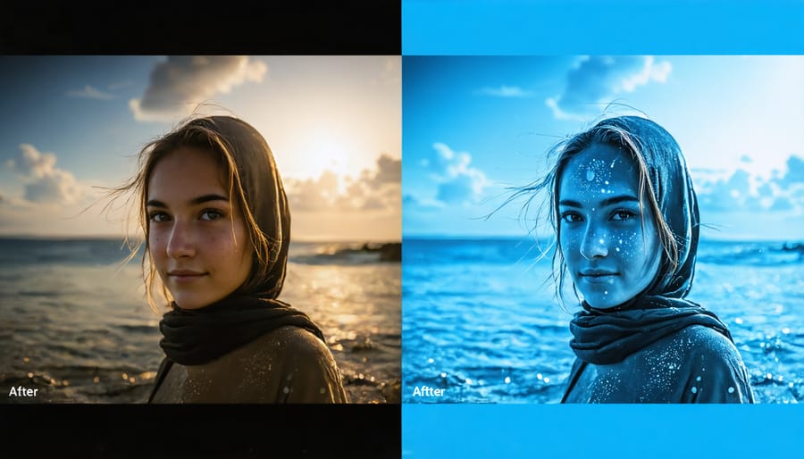 Side-by-side comparison of photo editing: traditional versus AI-powered methods
