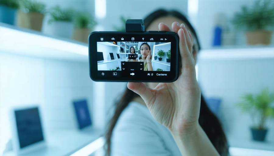 Photographer using mixed reality camera overlay to capture enhanced environmental data